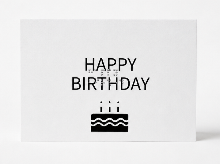 Personalized Braille birthday card with printed text